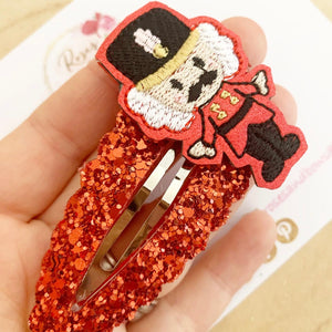 Christmas nutcracker glitter large snap clip