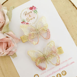 Gold embroidered butterfly m clip