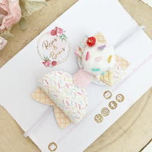 Load image into Gallery viewer, Ice Cream Hair Bow Headband or Clip
