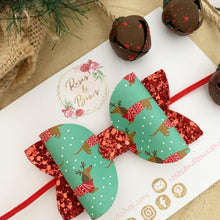 Load image into Gallery viewer, Christmas dachshund hair bow Headband or Clip
