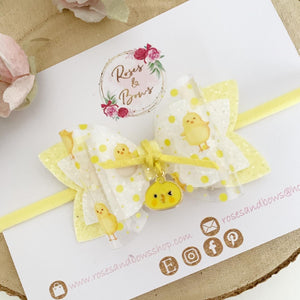 Easter Chick Transparent Charm Hair Bow Headband or Clip