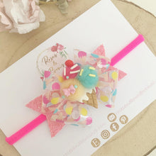 Load image into Gallery viewer, Ice Cream Transparent Hair Bow Headband or Clip

