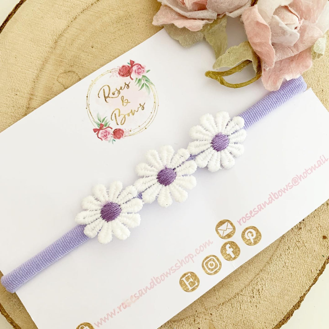 Daisy headband - purple nylon headband