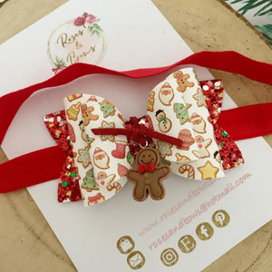 Christmas Gingerbread Hair Bow Headband or Clip