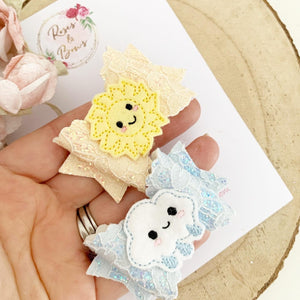 Sunshine and Rainclouds Pigtail Set Hair Clips