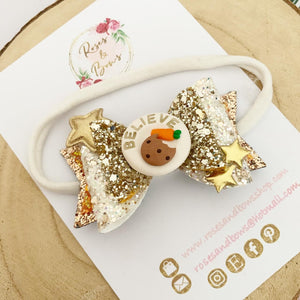 Believe Christmas Hair Bow Headband or Clip