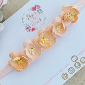 Peach cherry blossom nylon headband