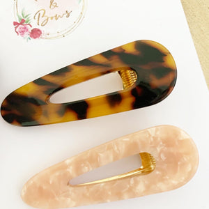 Tortoise shell and peach blush hair clip set