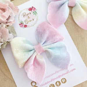 Velvet Ombré Rainbow Sailor Bow Headband or Clip