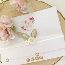 Load image into Gallery viewer, Dainty Bunny Ears Easter headband - White and Gold Headband
