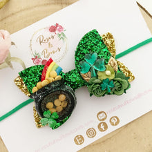 Load image into Gallery viewer, St Patrick’s Day Rainbow Shamrock Shaker Hair Bow Headband or Clip
