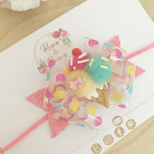 Load image into Gallery viewer, Ice Cream Transparent Hair Bow Headband or Clip
