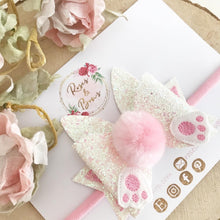 Load image into Gallery viewer, Hop Little Bunny Easter Hair Bow Headband or Clip
