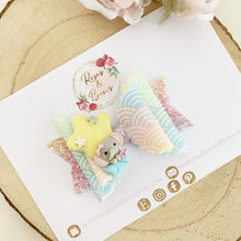 Load image into Gallery viewer, Animal Hot Air Balloon Rainbow Hair Bow clip or headband
