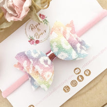 Load image into Gallery viewer, Rainbow leopard glitter Hair Bow Headband or Clip
