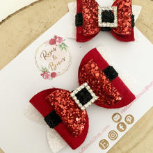 Load image into Gallery viewer, Red Santa Claus Buckle Hair Bow Headband or Clip
