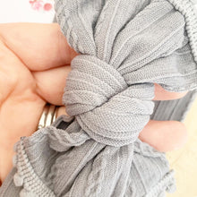 Load image into Gallery viewer, Grey Nylon Pom Pom Trim Headwrap Headband
