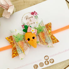Load image into Gallery viewer, Transparent and Glitter Carrot Hair Bow Headband or Clip
