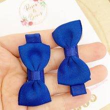 Load image into Gallery viewer, Royal Blue School Small Hair Bow Clip Set
