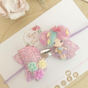 Ice Cream Girl Hair Bow Headband or Clip