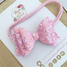 Load image into Gallery viewer, Pink and Purple Glitter Hair Bow Headband or Clip
