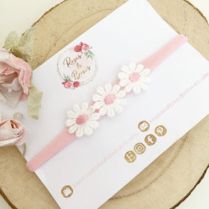 Daisy headband - pink nylon headband