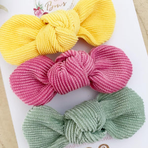 Bright cord corduroy alligator clip set x3 clips