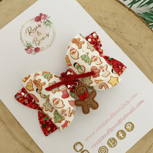 Christmas Gingerbread Hair Bow Headband or Clip