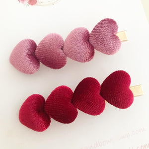 Velvet Heart Valentines clip set - Pink and Red Clip Set