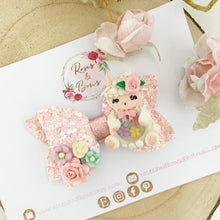Load image into Gallery viewer, Easter Lamb Glitter Hair Bow Hair Clip or Headband
