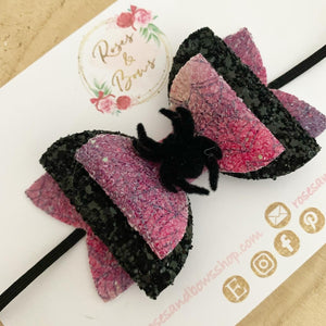 Spider Halloween Glitter Bow Headband or Clip