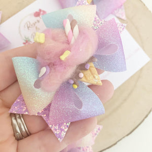 Fluffy Ice Cream Hair Bow Headband or Clip