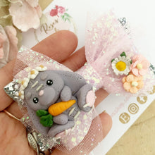 Load image into Gallery viewer, Easter Bunny Hair Bow Headband or Clip
