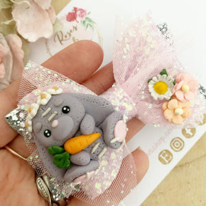 Easter Bunny Hair Bow Headband or Clip