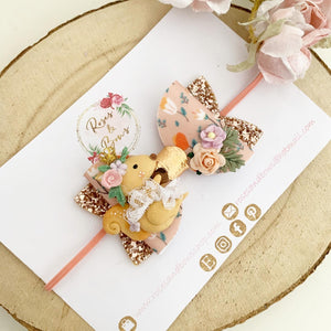 Autumn Squirrel Hair Bow Headband or Clip