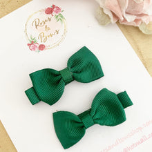 Load image into Gallery viewer, Forest Green School Small Hair Bow Clip Set
