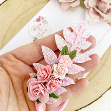 Load image into Gallery viewer, Pink flower and leaf headband or clip - Flower Crown Headband
