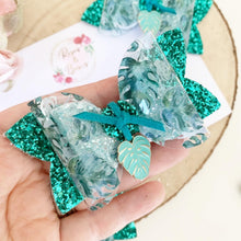 Load image into Gallery viewer, Tropical Leaf Glitter Hair Bow Headband or Clip
