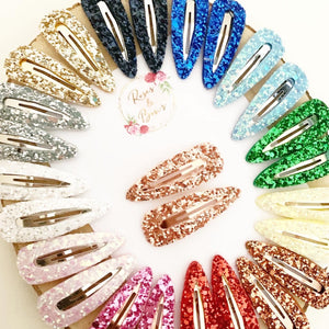 Glitter Snap Clip Pair - Glitter Clips Set of 2