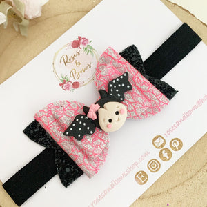 Bat Halloween Glitter Bow Headband or Clip