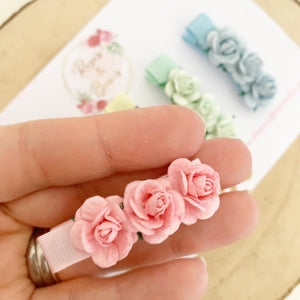 Pastel Rose Clips or Clip Set