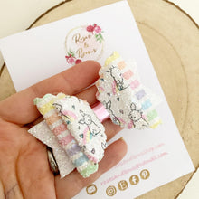 Load image into Gallery viewer, Rainbow Bunny Glitter Hair Bow Headband or Clip - Pink Sequin Bunny Rabbit Ears Hair Bow
