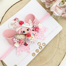 Load image into Gallery viewer, Pink Fairy Glitter Hair Bow Headband or Clip
