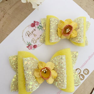 Daffodil Hair Bow Headband or clip