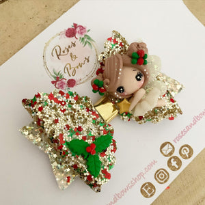 Christmas Angel Hair Bow Clip or Headband