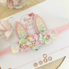 Load image into Gallery viewer, Rainbow Bunny Ears Easter headband - Girls Hairband - Photo Prop
