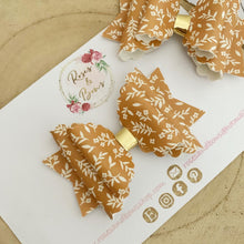 Load image into Gallery viewer, Mustard floral Hair Bow Headband or Clip
