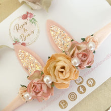 Load image into Gallery viewer, Peach Blush Bunny Ears Easter headband - Girls Hairband - Photo Prop
