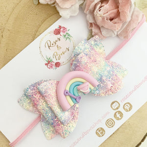 Seaside Rainbow Hair Bow Headband or Clip