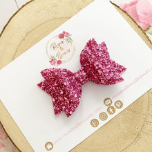 Load image into Gallery viewer, Pink Glitter Hair Bow - Glitter Hair Bow Hair Clip or Headband
